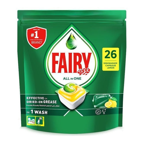 FAIRY All in One Dishwasher Tablets, Lemon Scent, 26 Capsules