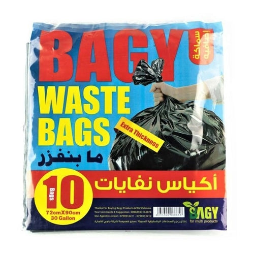 Bagy Trash Bags, Extra Thick, 10 Bags, 90x72cm, 30Gal