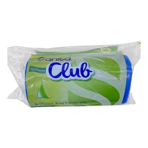 Sanita Club S-Shape Trash Bags, Eco Friendly, 30 Bags, 60L