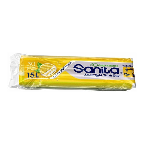 Sanita Scented Lightweight Trash Bags, Lemona, 30 Bags, 15L