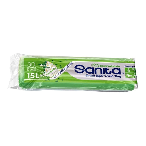 Sanita Scented Lightweight Trash Bags, Jasmine, 30 Bags, 15L
