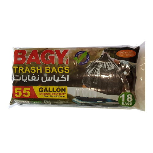 Bagy Heavy Duty Trash Bags, 18 Bags, 100x90cm, 55Gal