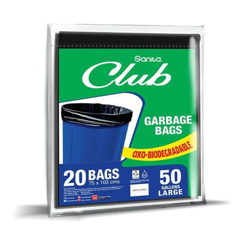 Sanita Club Trash Bags, Eco Friendly, 20 Bags, 103x75cm, 50Gal