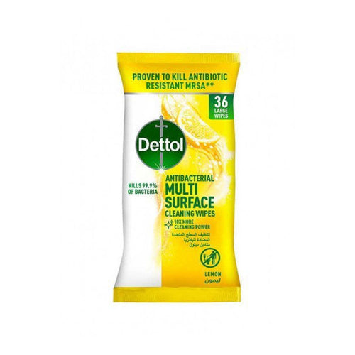 Dettol Disinfecting Surface Wet Wipes, Lemon, 36 wipes