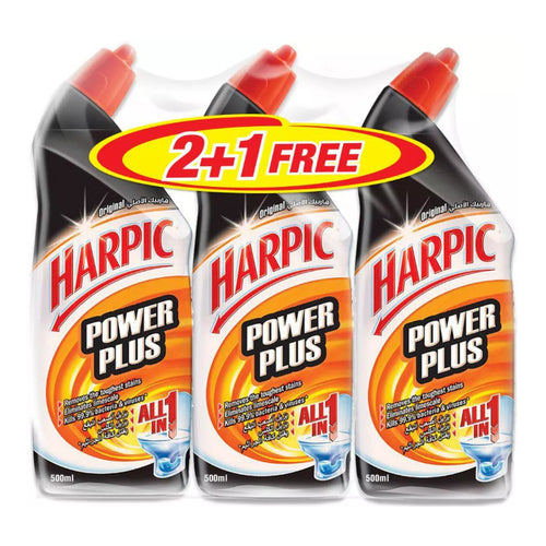 Harpic Power Plus 10x Liquid Toilet Cleaner, Original, 500ml, Pack of 3