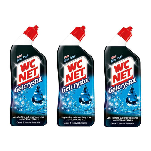 WC NET Crystal Gel Toilet Cleaner, Anti Stains, Blue Fresh, 750ml, Pack of 3