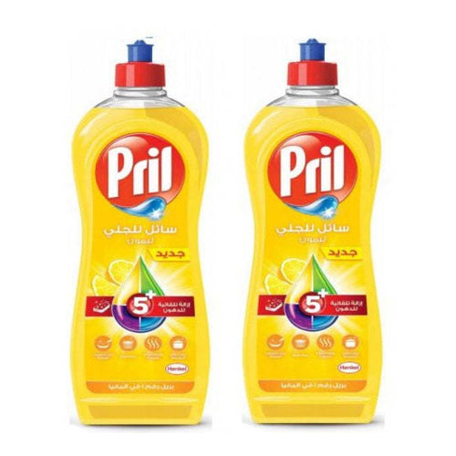 Pril 5 Plus Dishwashing Liquid, Lemon, 650ml, Pack of 2