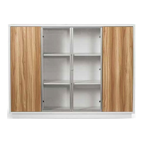 Office Wooden Bookcase, 4 Doors, L180 x W40 x H135cm