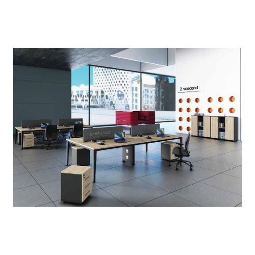 Office Workstation with Movable Drawers, Metal Legs, Screen Panel