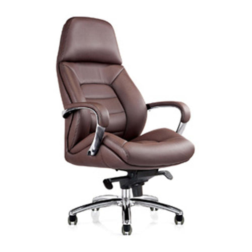 Executive Leather High-Back Office Chair, Brown