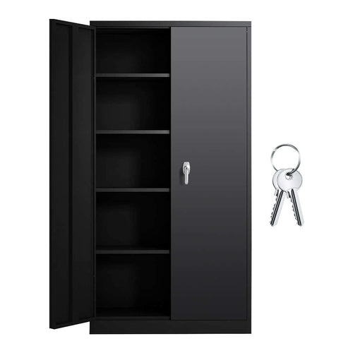 2 Doors Metal Storage Cabinet, 5 Shelves