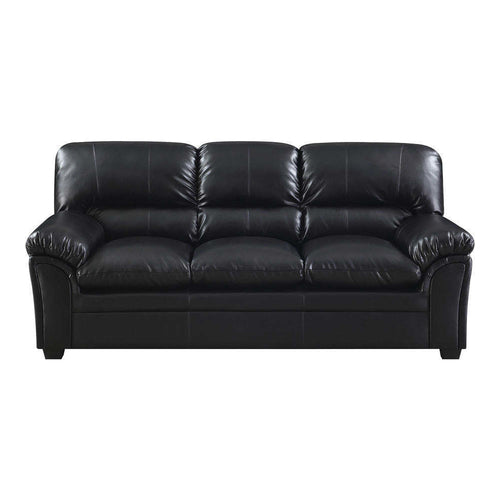 3 Seaters Contemporary Sofa PU Upholstery, Black