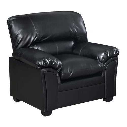 1 Seater Contemporary Sofa PU Upholstery, Black