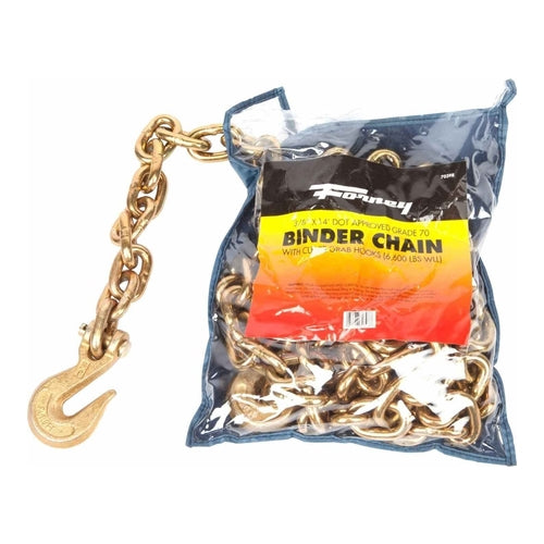 Forney Binder Chain with Clevis Grab Hooks, 3/8" x 14", Grade 70