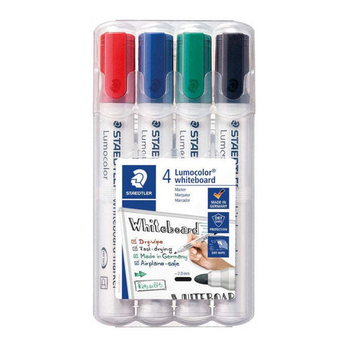 STAEDTLER 301 WP4 Lumcolor Whiteboard Markers, Set of 4 Colors