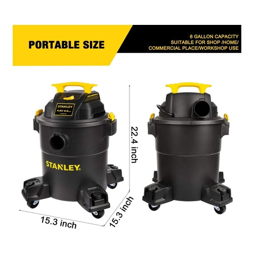 Stanley Wet & Dry Vacuum Cleaner, 6 Gallon, Black, SL18116P