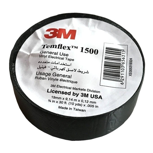 3M Temflex 1500 Vinyl Electrical Tape, 3/4" x 30 ft (19mm x 9.14m)