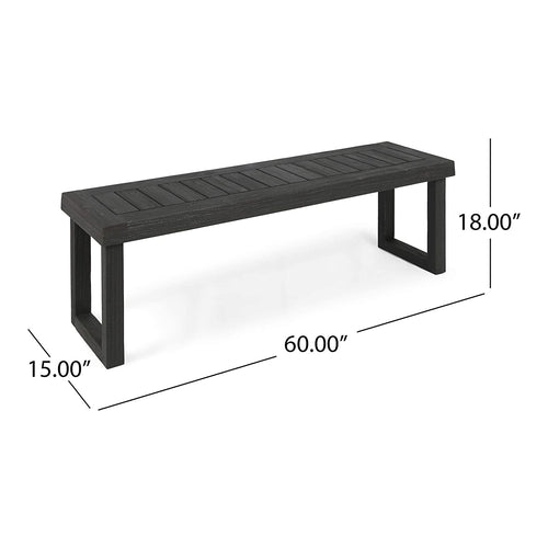 Backless Wooden Outdoor Bench, 60 x 18 x 15"