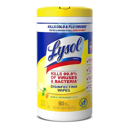 Lysol Disinfectant Wet Wipes, Lemon & Lime Blossom Scent, 80 Wipes