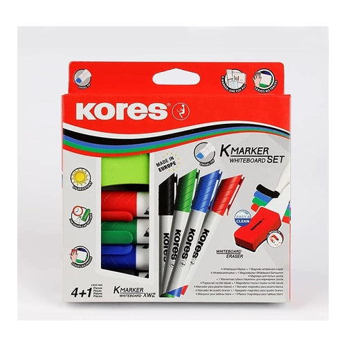 Kores K-Marker Whiteboard Set, 4 Colors + Eraser