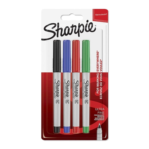 Sharpie Permanent Markers, Ultra Fine Point, Set of 4