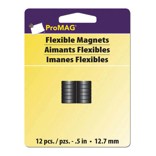 ProMag Round Magnets, 1/2" (12.7mm), Pack of 12