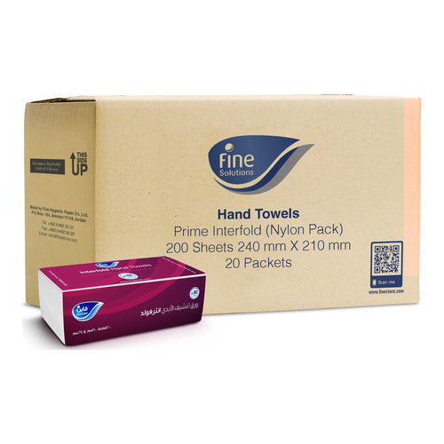 Fine Interfold Hand Towels, 240 x 210mm, 200 Sheets, Pack of 24