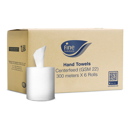 Fine Hand Towels Centerfeed (GSM 22), 300m, Pack of 6