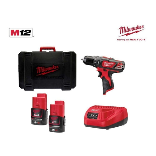 Milwaukee M12 BPD-202C Sub Compcat Percussion Drill, 2x 2.0Ah Batteries
