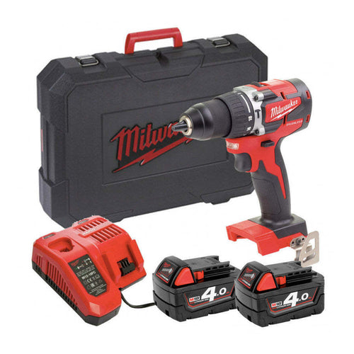 Milwaukee M18 CBLPD-402C Compact Brushless Percussion Drill Driver, 2 x 4.0Ah Batteries, 4933464537