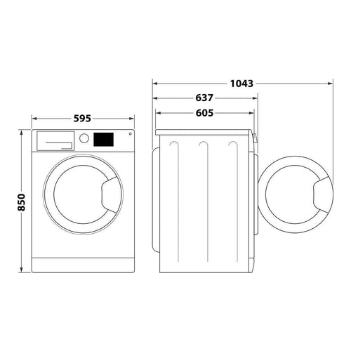 Ariston Front Loading Washing Machine, 9Kg, 15 Programs, NLM11946SCAEX
