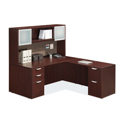 L-Shaped Office Desk with Hutch, L 160 x D 100 x H 75 cm