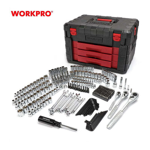 WORKPRO 320Pcs Automotive Tool Kit, 1/4 + 1/2 + 3/8" Drive, W003055WE