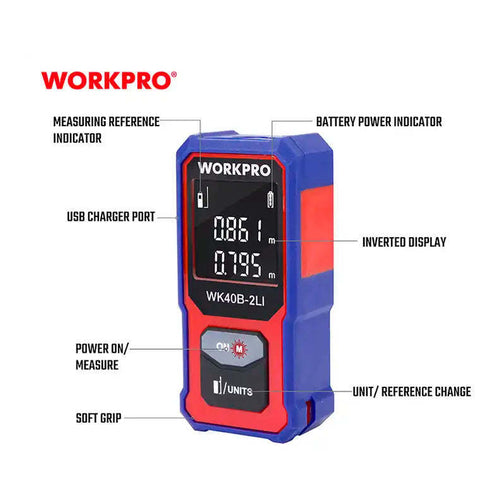WORKPRO Electronic Level/Area/Volume Measuring Tool, 135FT / 40m, WP267001