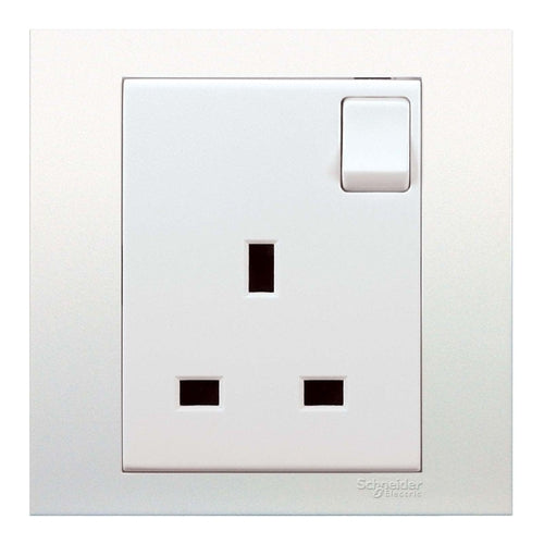 Schneider Electric Flush Mounted Switched Socket, 3 pin, 13A, 250V, 1 Gang, White