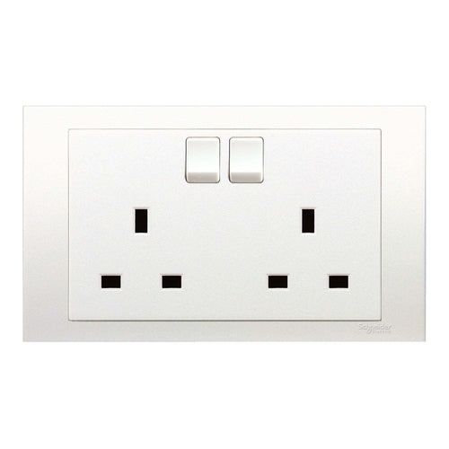 Schneider Electric Flush Mounted Switched Socket, 3 pin, 13A, 250V, 2 Gang, White