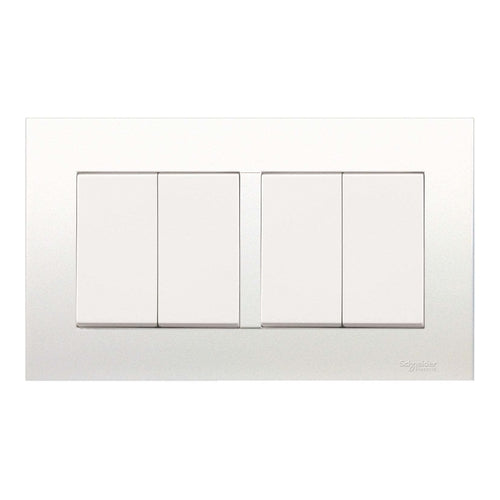 Schneider Electric Flush Mounted 2 Way 4 Gang Switch, 16AX, 250V, White