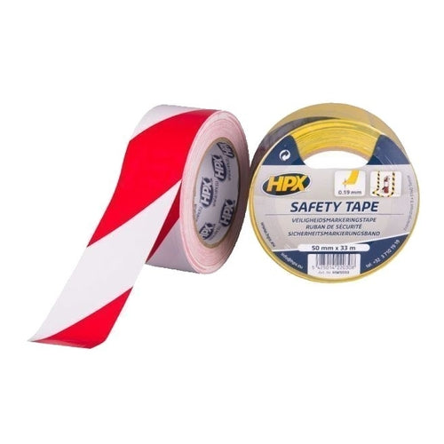 HPX Safety Tape, Red/White, 33m x 50mm
