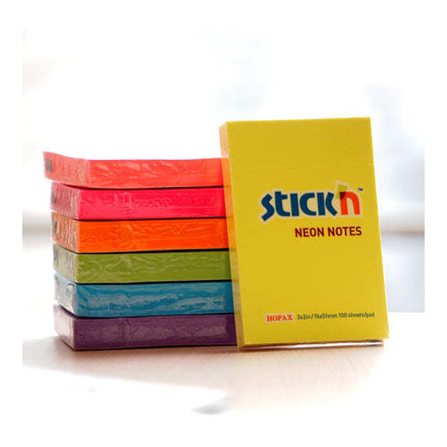 Hopax Sticky Notes Neon, 2"x 3", Pack of 4