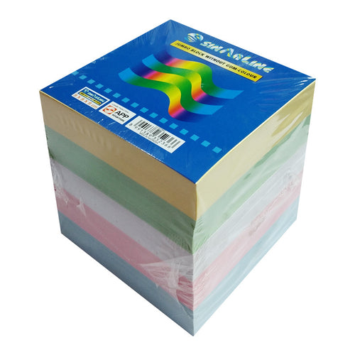 Sinarline Colored Gummed Note Paper, Cube, 1000 Sheets