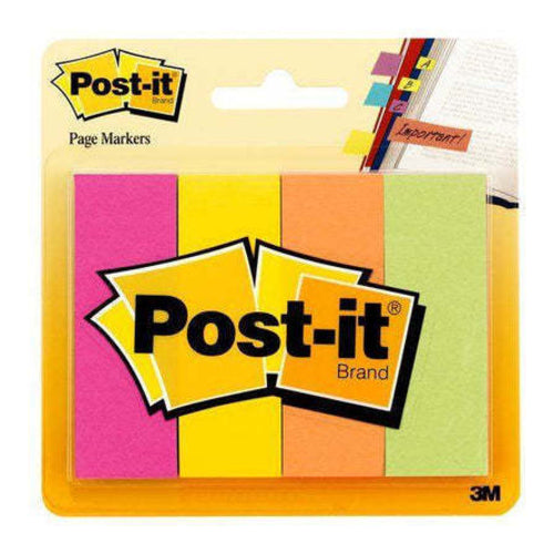 Post-it Page Markers, Assorted Colors, 12.7x44.4 mm, Pack of 4