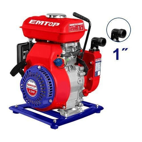 EMTOP Gasoline Water Pump, 1", 2.5HP, 16m Head Lift, EGWP2512