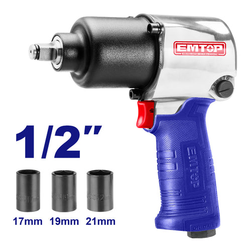 EMTOP Air Impact Wrench, 1/2" (12.5mm), 6.2 Bar (90 psi), EATL126801