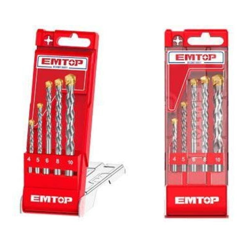 EMTOP Masonry Drill Bits Set, 5Pcs, ECDB13051