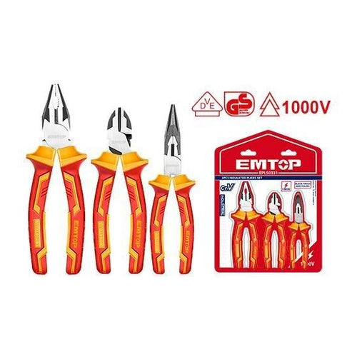 EMTOP Insulated Pliers Set, 3Pcs, EPLS0331