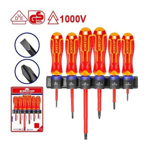 EMTOP Insulated Screwdriver Set, 6Pcs, ESSTJS061A