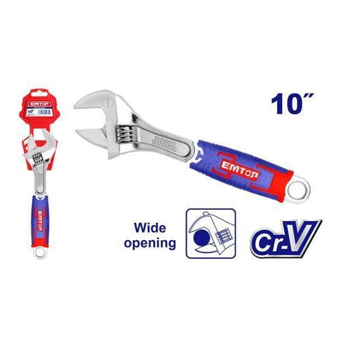 EMTOP Adjustable Wrench, 10" (250mm), EAWH131001