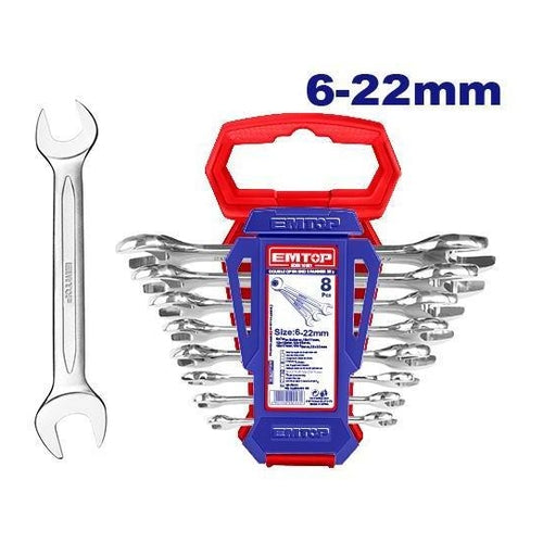 EMTOP Double Open End Spanner Set, 8Pcs, EDES10801