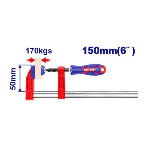 EMTOP F Clamp with Plastic Handle, 6" (150mm), ECLPF05101