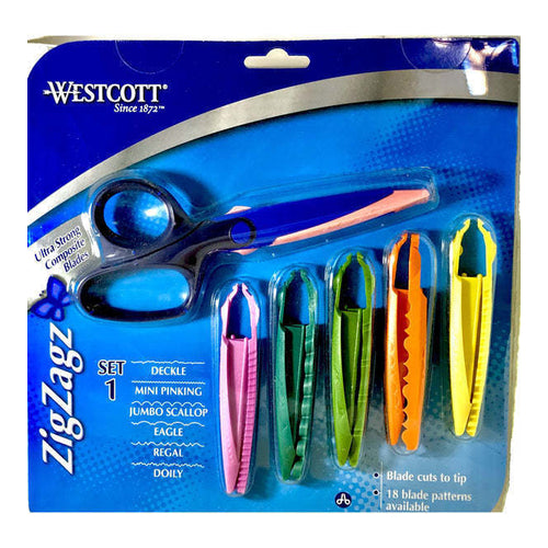 Westcott ZigZagz Scissors Set, Scissor + 6 Blades